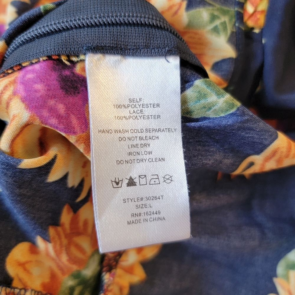 Milk & Honey Sunflower design Crop Long Sleeve Blouse Sz L - Picture 5 of 5